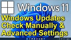 ✔️ Windows 11 - Manual Check for Windows Updates & Advanced Settings for Windows Update