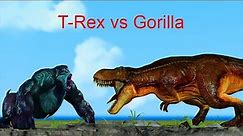 Cartoon Animals | T-Rex vs Gorilla vs Leopard | Jurassic Park | Tyrannosaurus