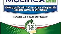 Mucinex Cough Suppressant and Expectorant, DM Maximum Strength 12 Hour Tablets, 7ct, 1200 mg Guaifenesin, Relieves Chest Congestion, Quiets Wet and Dry Cough, #1 Doctor Recommended OTC expectorant