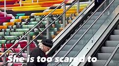 She is scared of the escalator!😳#scared,#escalator,#mall | Penny Wiggins