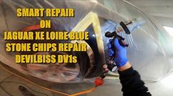 Stone chips repair on Jaguar XE sills and quarter panels. Devilbiss DV1s
