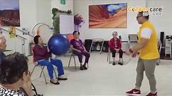 Group exercise on ball games for Ageing Seniors Elderly at goldencare