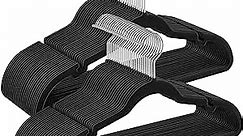 SONGMICS Velvet Hangers 50 Pack, Non-Slip Clothes Hangers, Suit Hangers with Shoulder Notches, Pants Bar, 360° Swivel Hook, Space-Saving, for Closet, Ink Black UCRF029B05