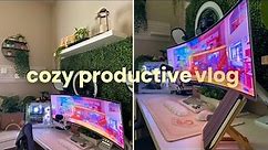 Cozy Productive Vlog | new desk accessories + pegboard install