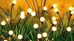 ASMAD Solar Garden Lights, 2 Pack 16 LEDs Solar Outdoor Lights, Solar Christmas Lights, Christmas Decorations, Firefly Lights for Patio Pathway Outdoor Decor, Big Bulb Base Solar Swaying Light