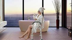 Shower Chair with Arms Heavy Duty Bath Chair with Back Inside Shower Transfer Bath Seat Padded Bench Portable Lift Height Adjustable Legs for Bathtub Non-Slip feet