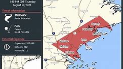 Tornado warning issued for parts of Greater Boston area Thursday