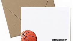 Printed Basketball Stationery Set, Custom Sports Note, Gift for boy, Basket ball, 4.25 x 5.5 or 5 x 7 Cards with envelopes, Basketball Flat