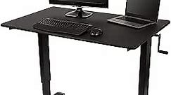 Stand Up Desk Store Crank Adjustable Height Rolling Standing Desk (White Frame/Natural Walnut Top, 48" Wide)