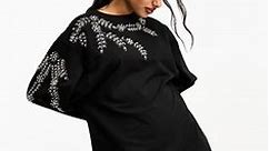 ASOS DESIGN oversized sweatshirt dress with embellishment detail | ASOS