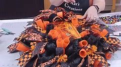 Using 21-inch Deco Mesh to create a Halloween Wreath