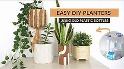 4 Easy DIY Planters using plastic bottles | Cute Boho Plastic bottle planter ideas