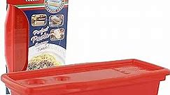 Microwave Pasta Cooker- The Original Fasta Pasta (Red)- Quickly Cooks up to 4 Servings- No Mess, Sticking or Waiting For Boil- Perfect Al Dente Pasta Every Time- For Dorms, Small Kitchens, or Offices