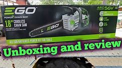 EGO 18" 56 volt cordless chainsaw unboxing and review