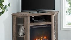 Walker Edison Corner Fireplace TV Stand for TVs up to 50", Grey Wash