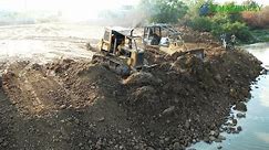 Best Safety Operator Dozer Pushing Dirt Pouring Landing | Dump Truck Unloading Dirt Skills Operating