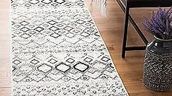 SAFAVIEH Amsterdam Collection Runner Rug - 2'3" x 6', Ivory & Grey, Moroccan Boho Design, Non-Shedding & Easy Care, Ideal for High Traffic Areas in Living Room, Bedroom (AMS108A)