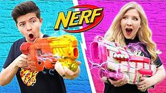 NERF BLASTER CHALLENGE Boy vs Girl (Learn How to Make Custom NERF Blasters DIY Battle)