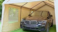 Gardesol Carport, 10'x20' Extra Large Heavy Duty Carport with Removable Sidewalls & Doors, Portable Garage Car Canopy for Car, Truck, SUV, Beige