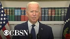 Biden says the determination to get Americans home from Afghanistan is "unwavering"