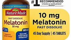 Nature Made Fast Dissolve Melatonin 10mg Tablets, Max Strength 100% Drug Free Sleep Aid, 45 Ct