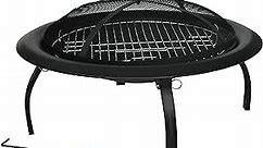 Fire Sense 60838 Fire Pit Portable Folding Round Steel with Folding Legs Wood Burning Lightweight Included Carrying Bag & Screen Lift Tool - Black - 29"