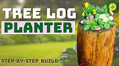 ** UPDATED VIDEO LINK BELOW ** How To Build a TREE LOG PLANTER - Easy DIY