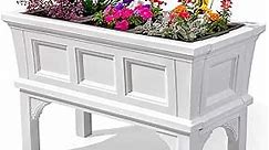 Step2 Atherton Raised Planter Box – Classic White Outdoor Planter Box with Durable Construction – Includes Removeable Trays for Easy Use – Quick DIY Assembly – Measures 24” x 39” 19.5”