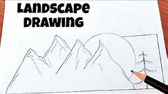 How to draw Landscape Easy step by step | Landscape Drawing