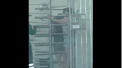 Girls stuck at the toilet gate in Cancun, Mexico