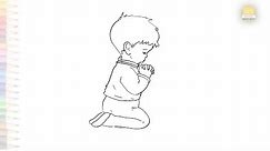 Little Boy praying to God drawing | Outline drawings | How to draw A Little Boy step by step easy