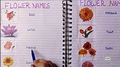Flower Names Writing 🌹🌺🌻|| 20 Most Important Flower Names || Flowers ||Names of flowers