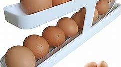 Rolling Egg Holder for Refrigerator,Egg Dispenser for Refrigerator Roll Down, Space Saving Egg Tray for Refrigerator Countertop Cabinet (1PCS White)