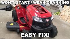 Craftsman T1400 Lawn Tractor Won't Start / Slow Crank (17.5hp Briggs & Stratton) - Not the Solenoid!