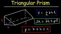 Triangular Prism - Volume, Surface Area, Base and Lateral Area Formula, Basic Geometry