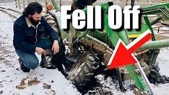 Fixing Severed Wheel On Tractor In The Mud/Snow - John Deere 790