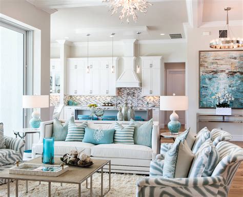 Aqua and White Living Rooms