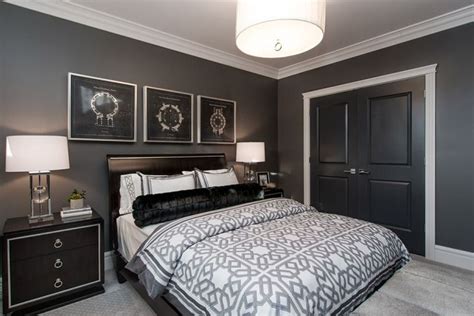 Bedroom with Gray Walls White Trim