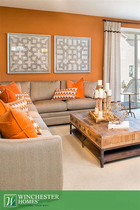Beige and Orange Living Room