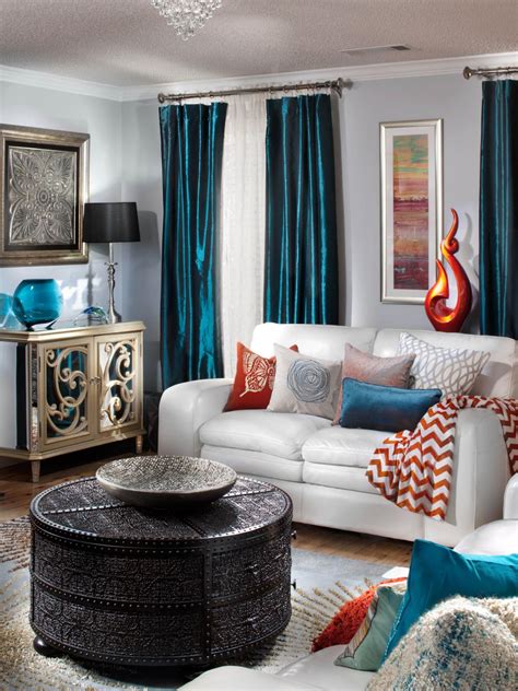 Black Gray and Teal Living Room