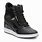 Black Leather Wedge Sneakers