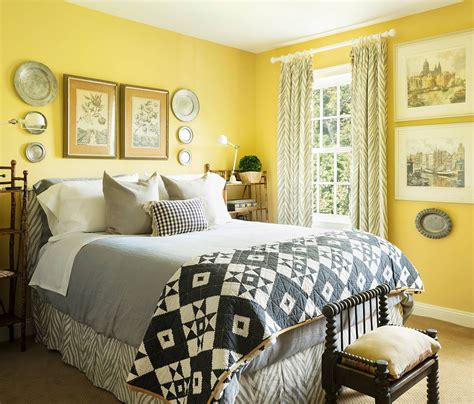 Black White Grey Yellow Bedroom