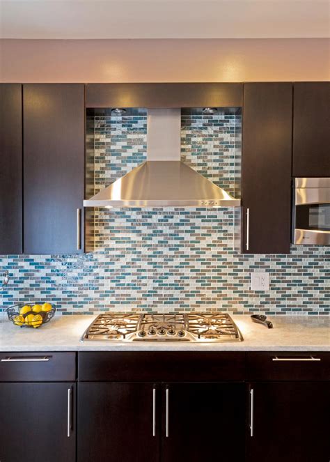 Blue Glass Tile Backsplash Kitchen