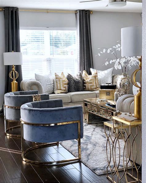 Blue Gold and Gray Living Rooms
