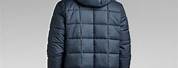 Blue Quilted Hooded Jacket