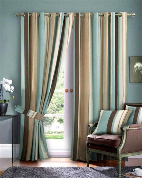 Blue and Brown Living Room Curtains