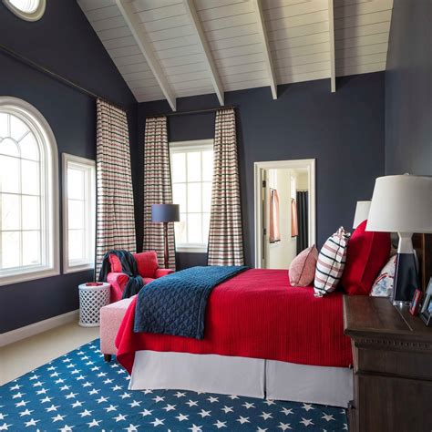 Blue and Red Bedroom