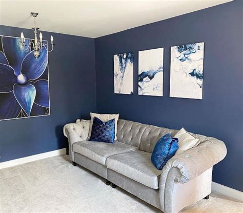 Blue with Grey Walls Living Room