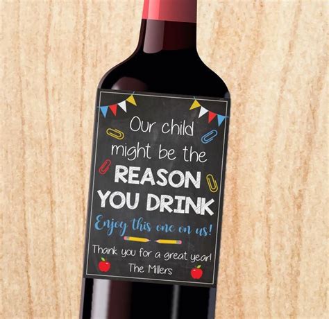 Bottle of Wine Child for Teacher