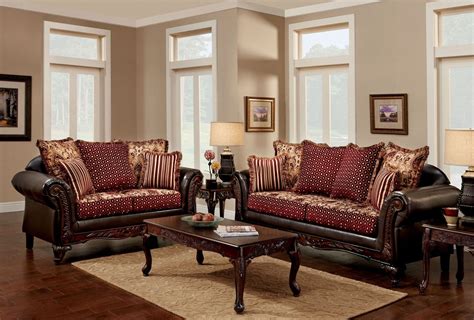 Burgundy and Brown Living Room